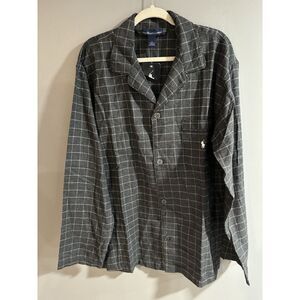 NWT POLO RALPH LAUREN Plaid‎ Pajama Sleep Shirt PJ Sleepwear Gray Men's Medium
